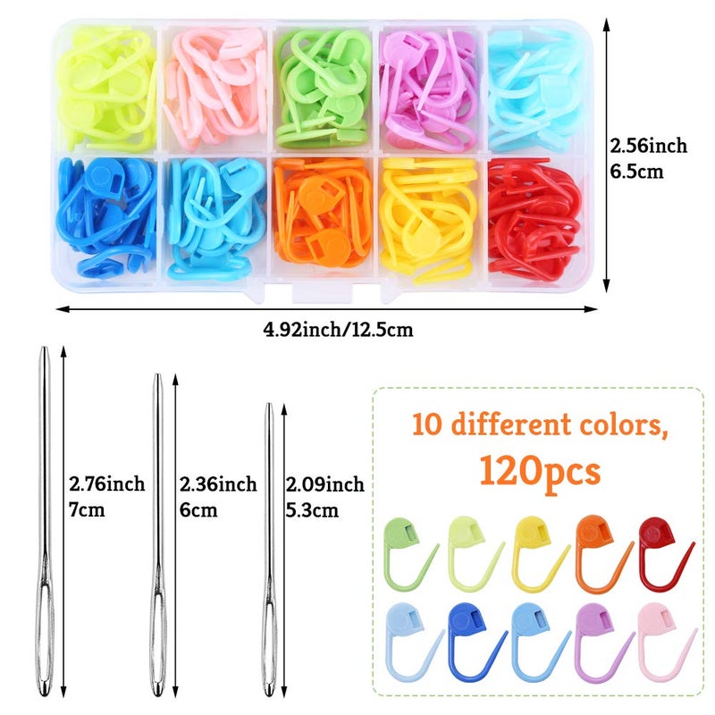 Mayboos 120pcs Stitch Markers for Knitting and Crochet, Plastic Crochet Stitch Markers Locking Clips with 12 Colors Lightweight, Snag-Free Design for Yarn Crafts, Sweater Making DIY Projects - Image 2